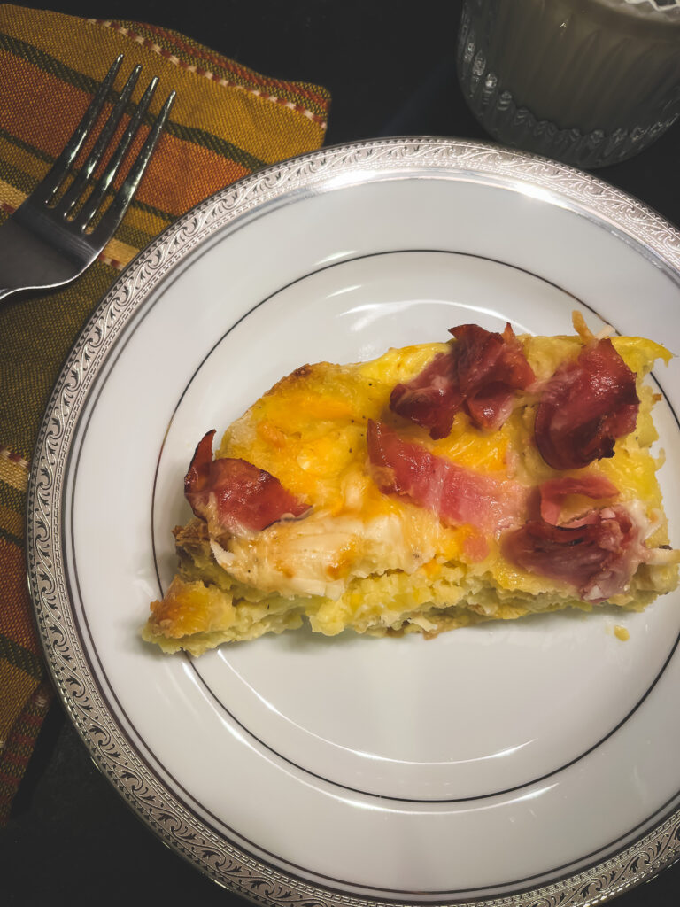 sourdough breakfast casserole on plate 