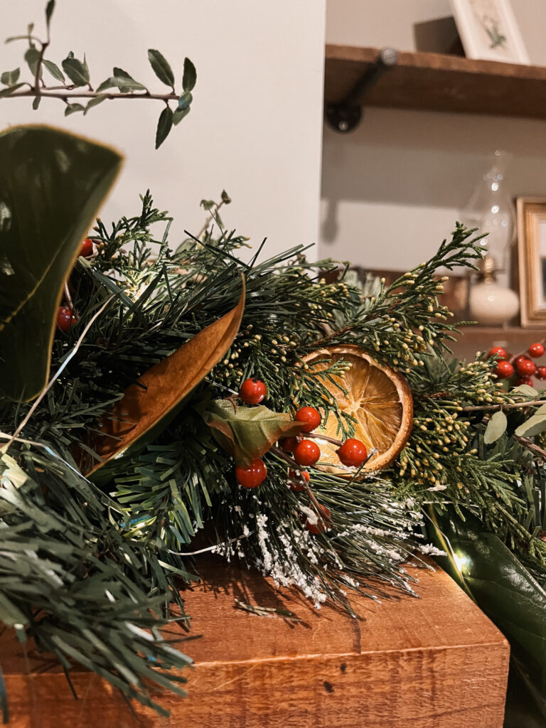 Natural Christmas garland with dried orange slices 