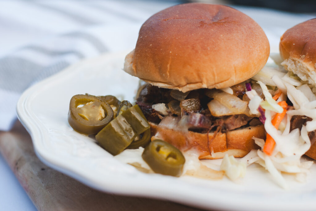 Smoked Brisket Sandwich with slaw