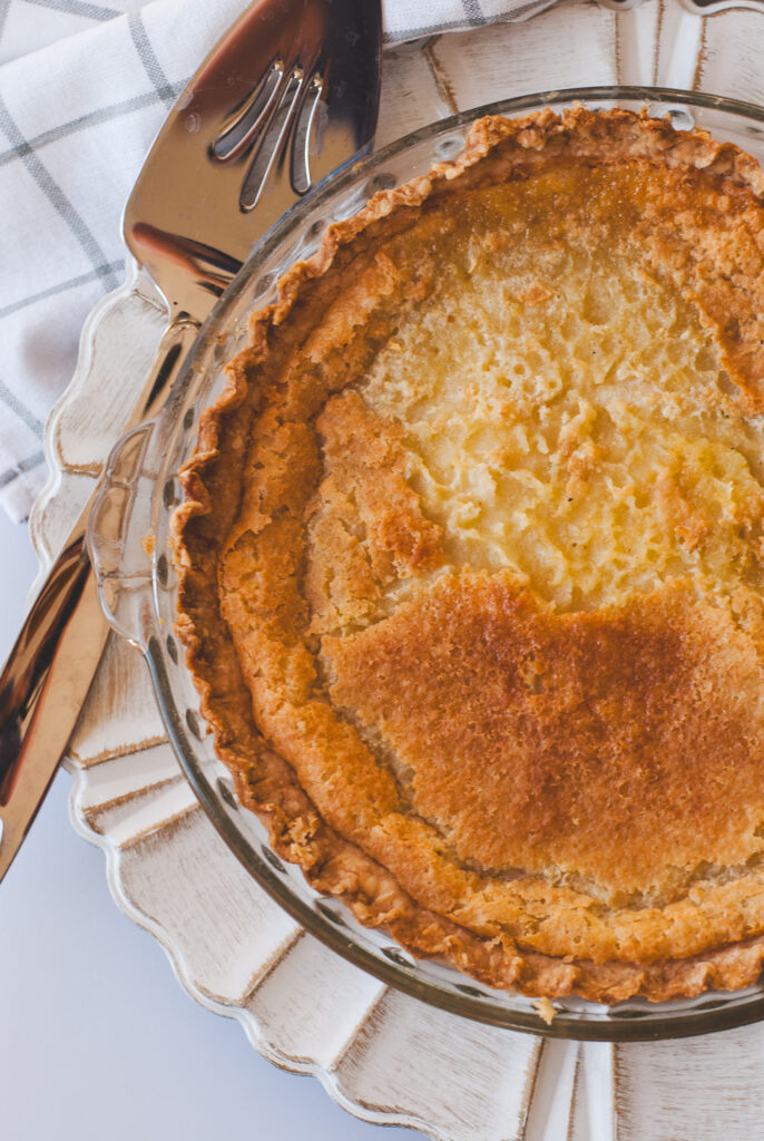 Chess pie in a round pie plate 