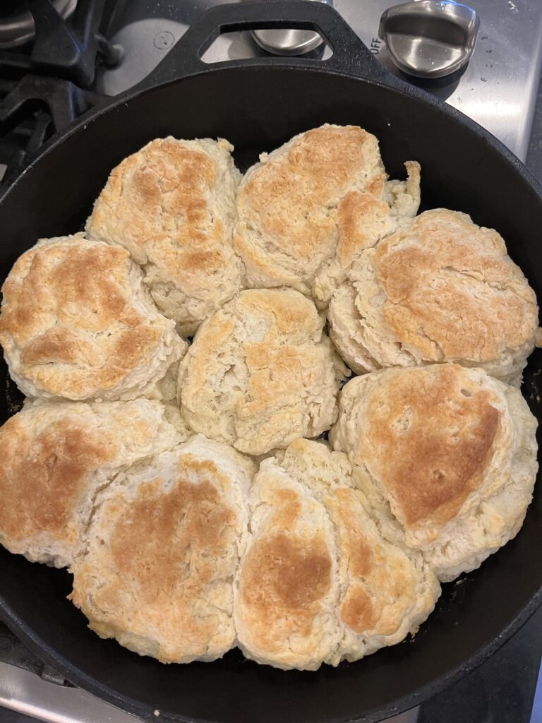 Buttermilk biscuits in a cast iron skillet 