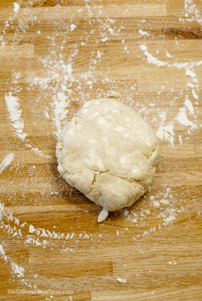 Sourdough pastry dough on a floured surface 