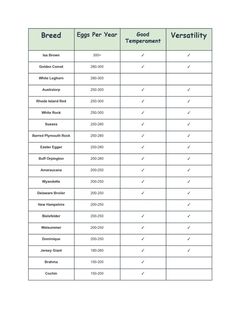 Best Egg layers Chickens chart 