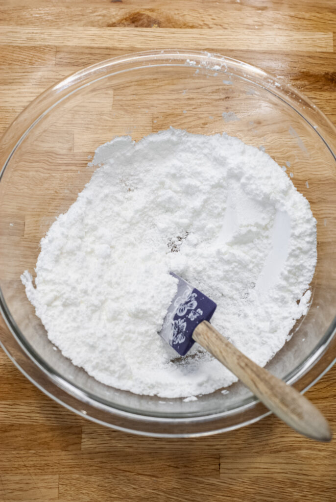 Bath bomb mix in a mixing bowl 