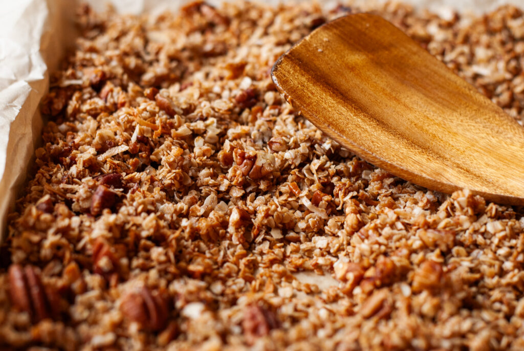 Granola cereal in a sheet pan 