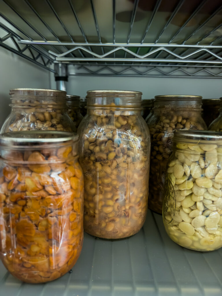 Jars of canned vegetables 