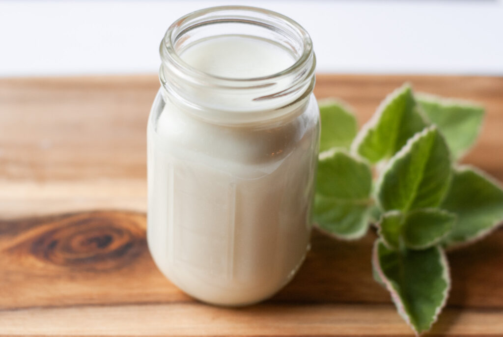 glass mason jar of lotion 