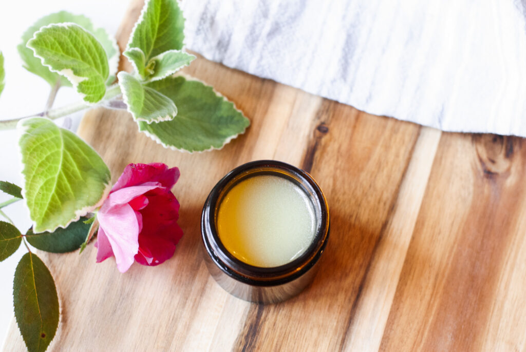 Moisturizer on a wooden surface 