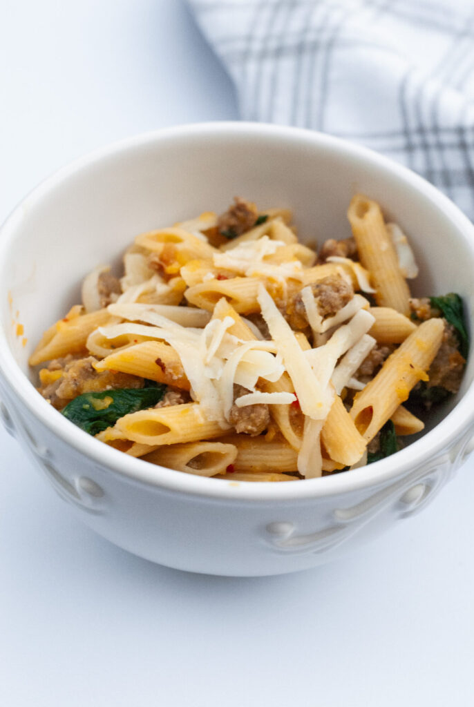 butternut squash pasta in a bowl