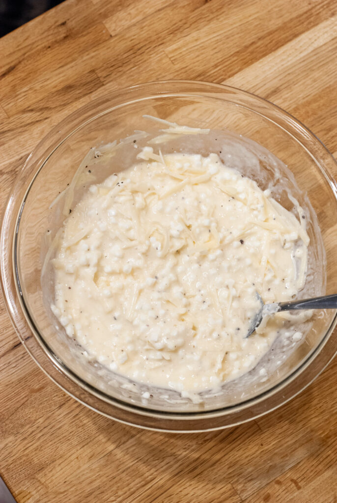 cottage cheese and parmesan cheese mixture for lasagna with vegetables 