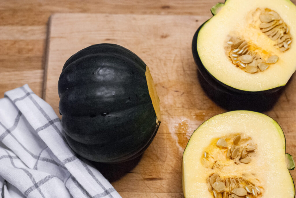 Acorn squash with ends removed 