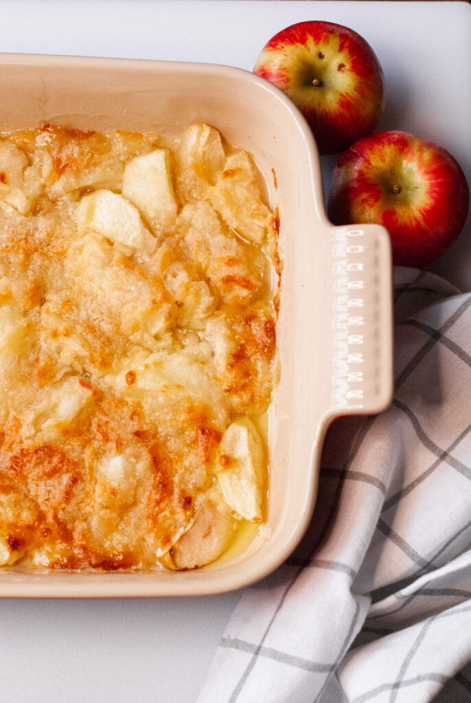 Apple Cheese Casserole in a dish 