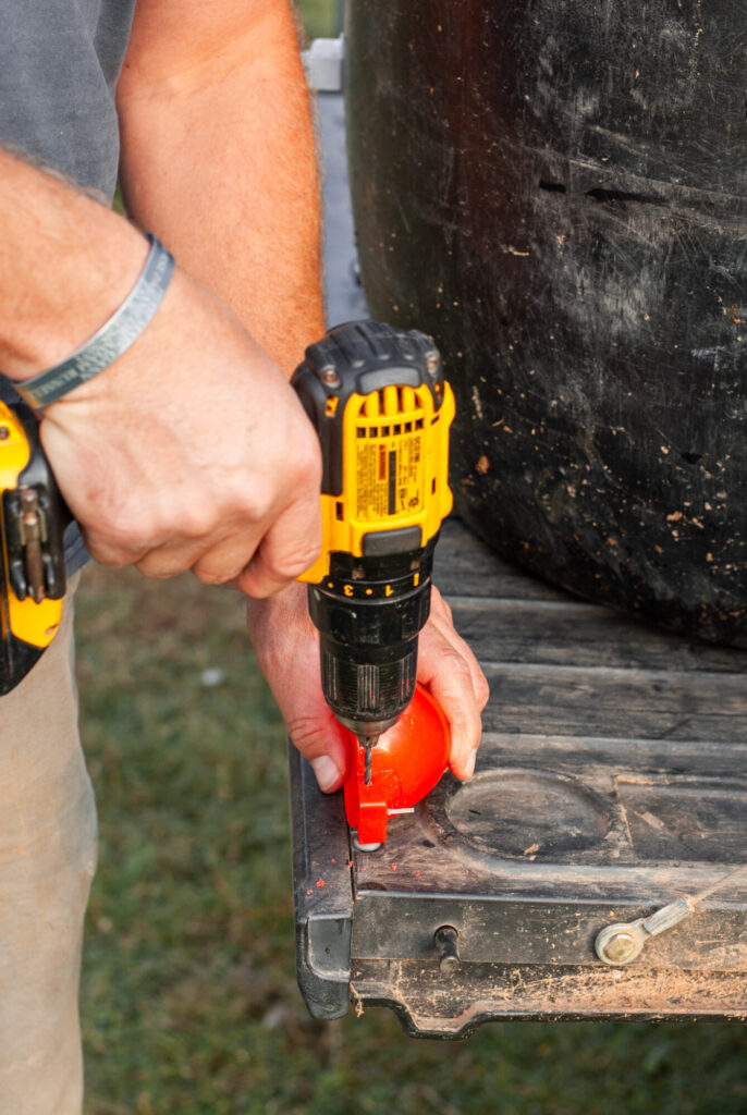 Drill and red chicken waterer cup 