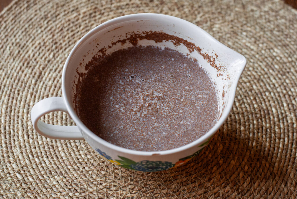 Milk mixture in a measuring cup 